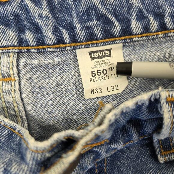 Vintage Levi's 550 Jeans Mens 33x32 Fits 32x32 Relaxed Fit Distressed Denim - Picture 5 of 15